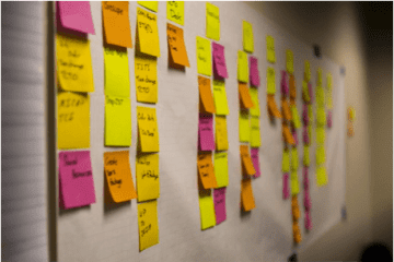 Sticky note timeline, milestone graphic, the fuselight creative