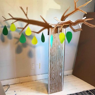 Cardboard tree, language tree, interactive conference, engagement at conference, Indigenous Language Tree